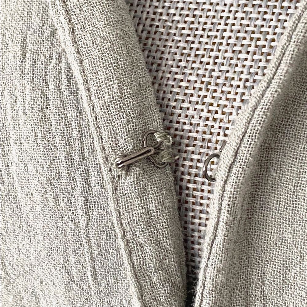 Free People Sage Green Open Back Long Sleeve Mini Dress Tie Belt Buttons closer - Picture 7 of 16